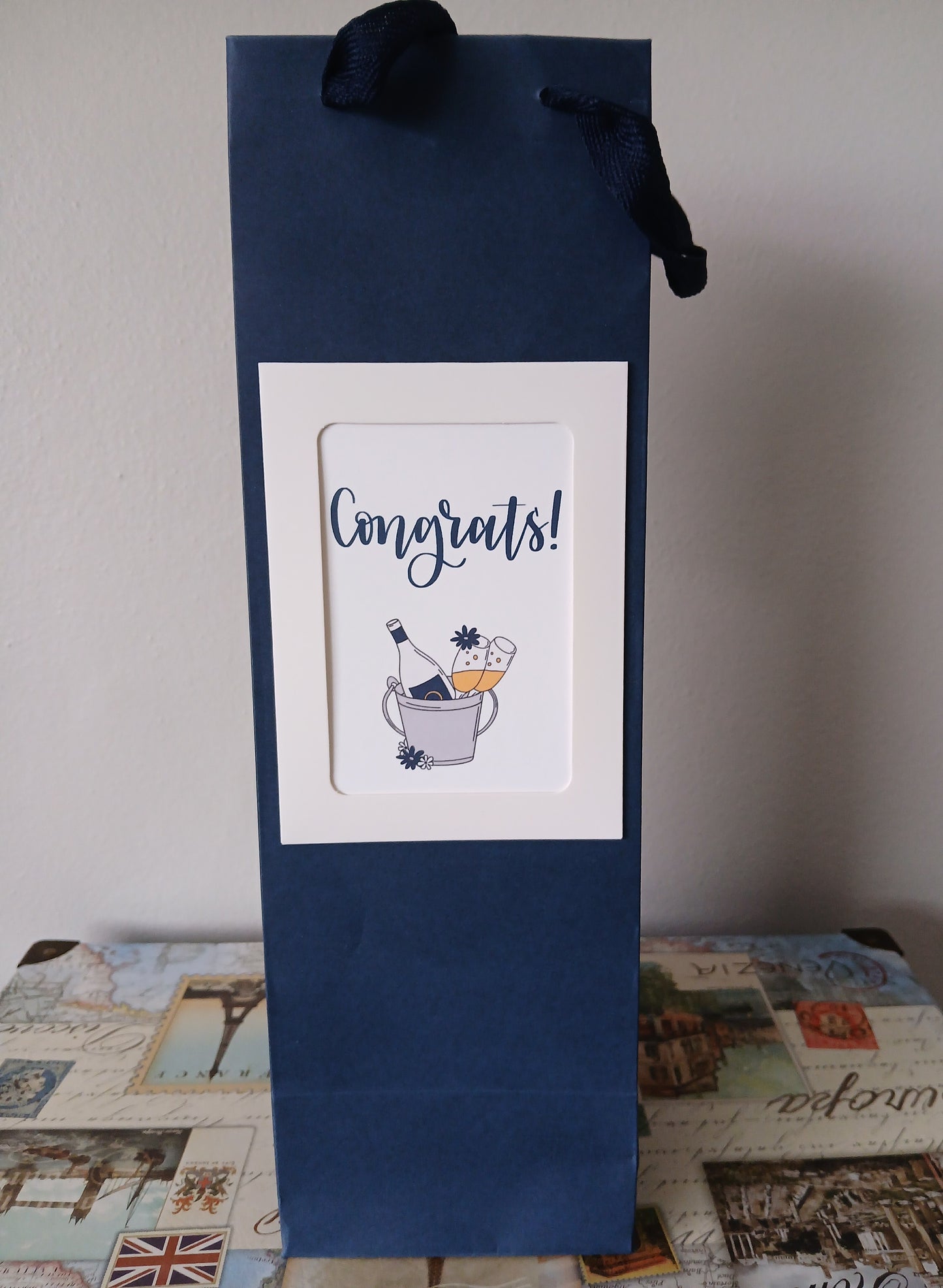 10 Pack of Navy Blue Wine Gift Bags