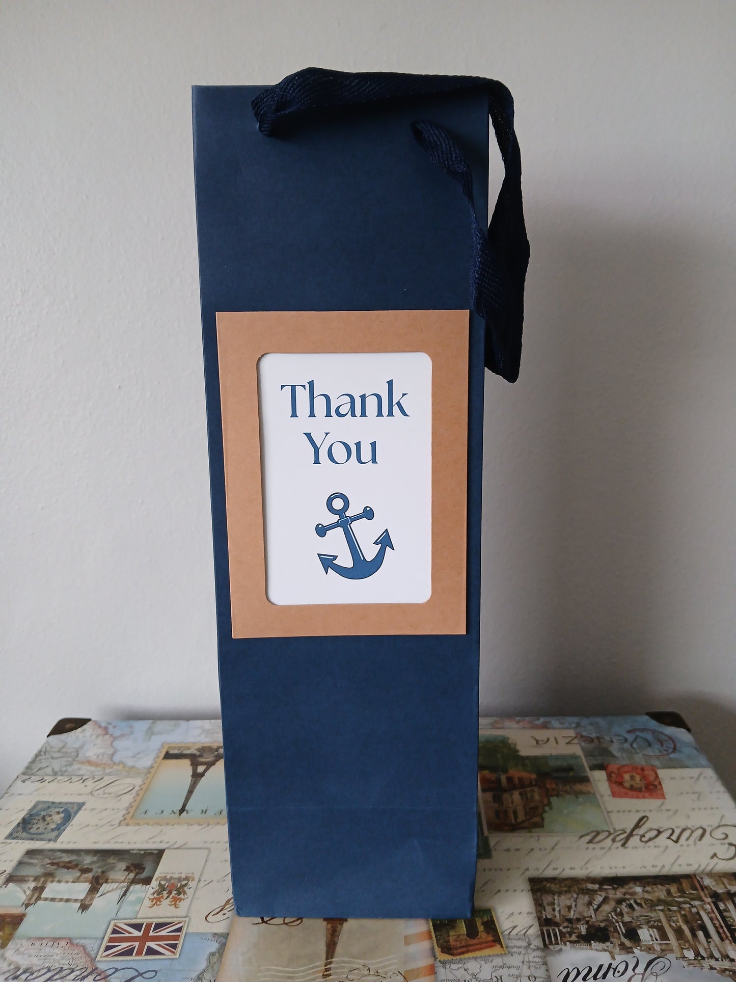 10 Pack of Navy Blue Wine Gift Bags