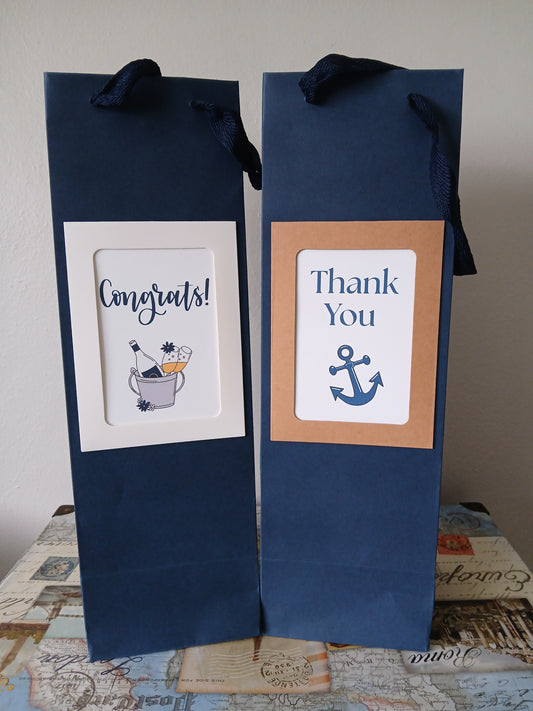10 Pack of Navy Blue Wine Gift Bags